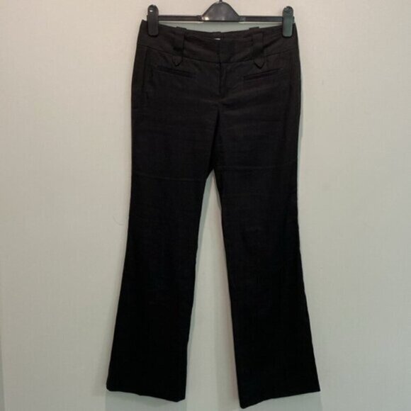 Calvin Klein Black Linen Flared Trousers Pants - Picture 10 of 13